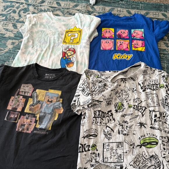 Boys‎ Size L–XL Graphic Tee Bundle Kirby Mario TMNT Minecraft Gamer Lot - Picture 1 of 8